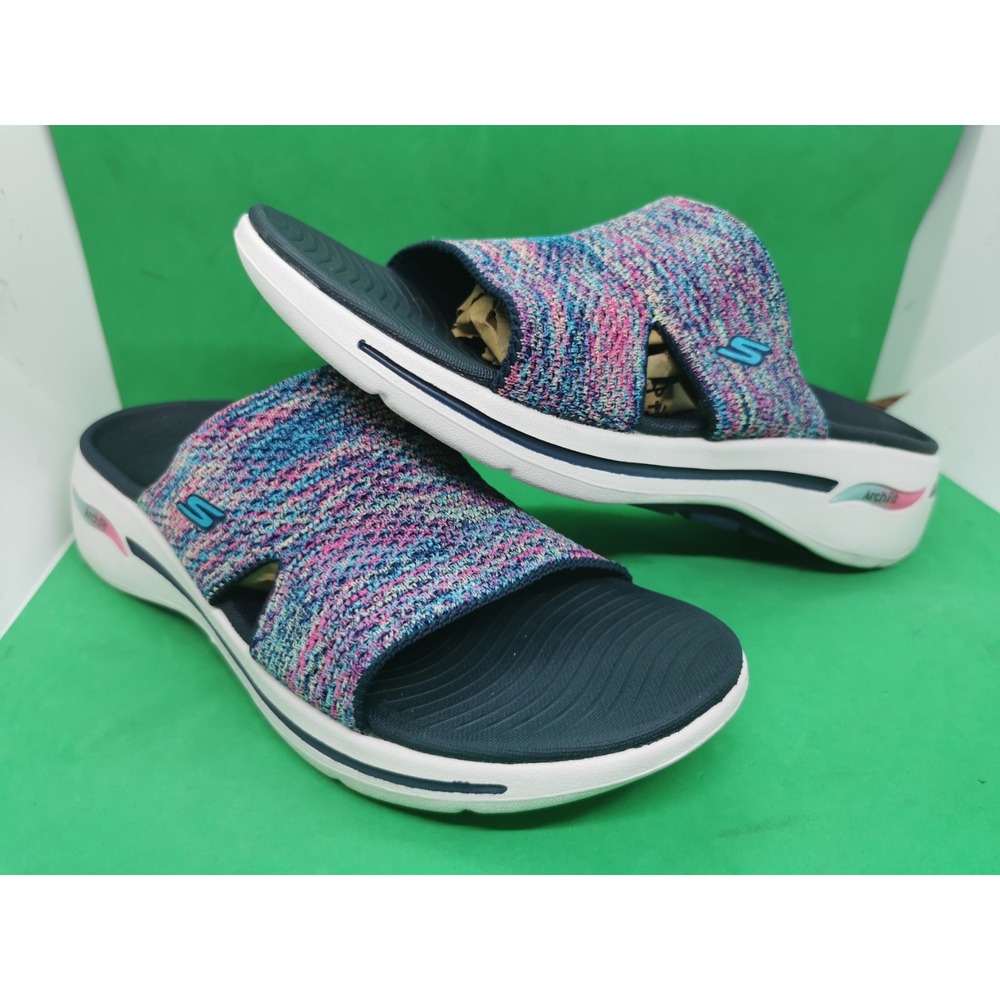 Skechers Arch Fit Women's Size 11 Multicolor Knit Slide Sandals Comfort Shoes
